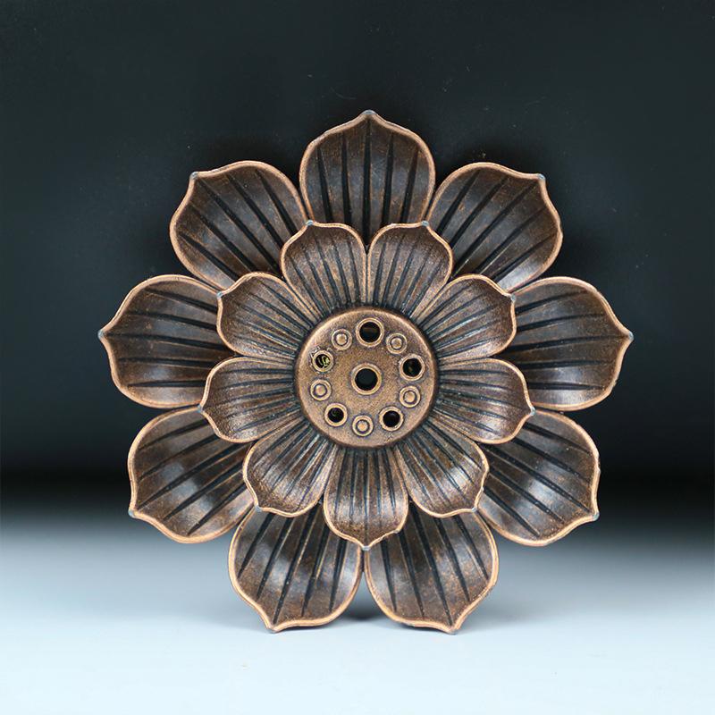 New 1PC Alloy Incense Burner Stick Holder Plate Buddhism Lotus Censer Bronze Nasturtium Incense Burner