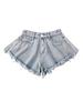 Shorts en jean déchirés taille haute à franges pour femmes style européen et américain 2024