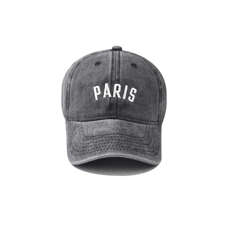 Cotton washed old PARIS small letter embroidered baseball cap men's and women's outdoor printed peaked cap
