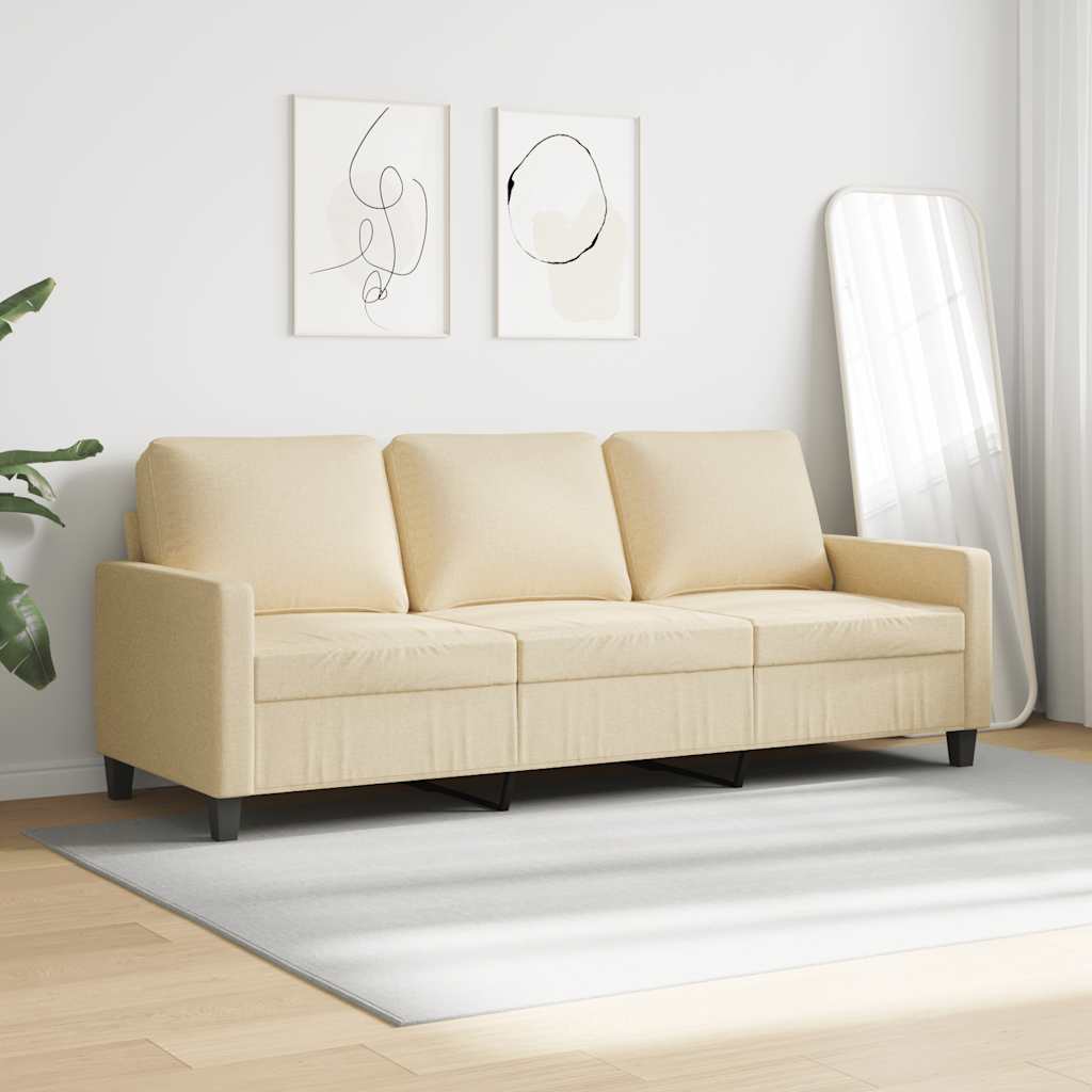 Vidaxl 3-Seater Sofa, Cream, 180 Cm, Upholstered In Fabric