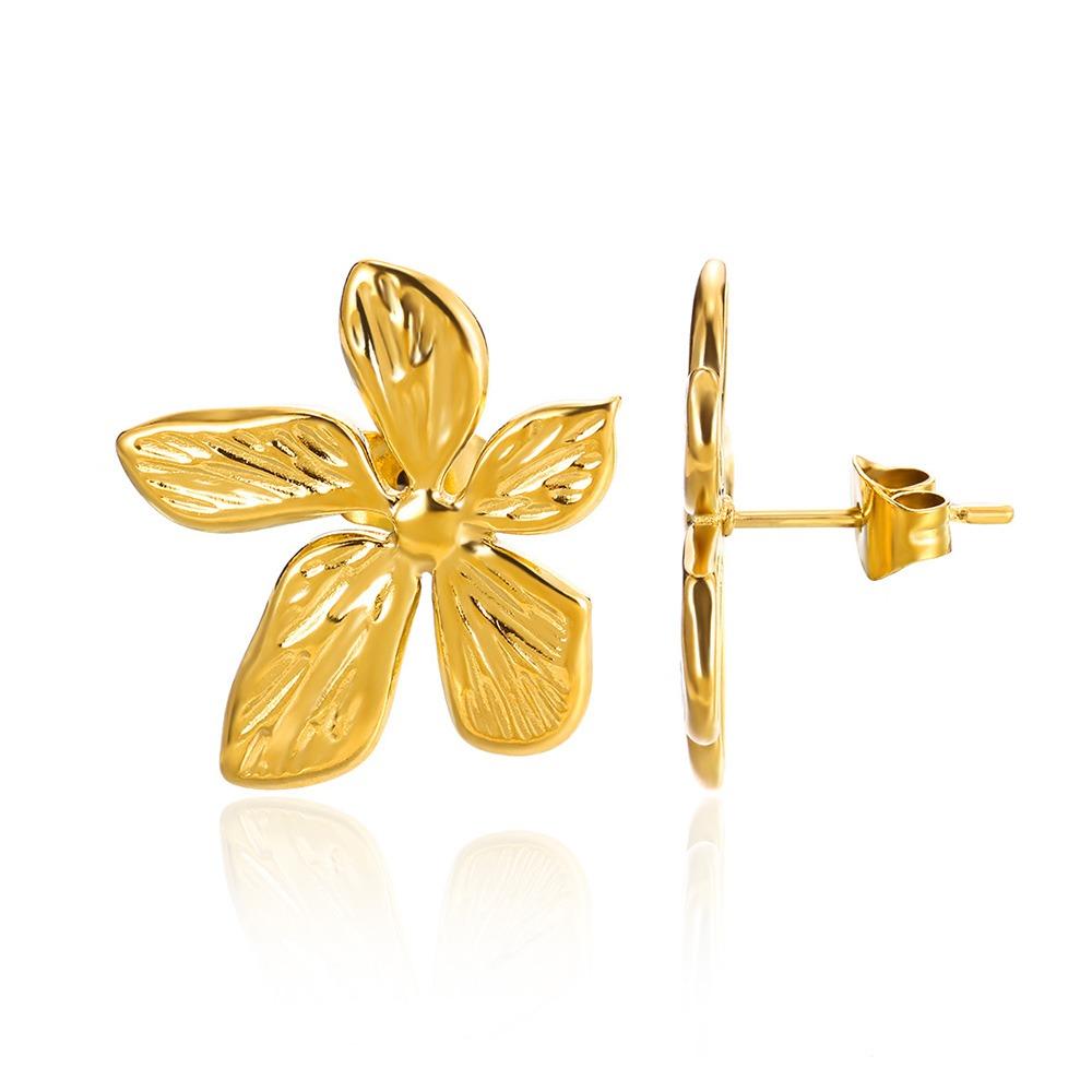 Elegant Flower Earrings For Women Gold Color Stainless Steel Flower Earring Luxury Wedding Party Minimalist Jewelry Gift