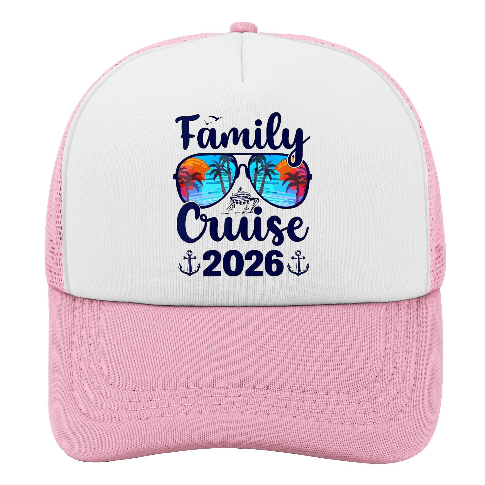 

Family Cruise 2026 Graphic Trucker Hat Polyester Matching Vacation Group Mesh Cap One Size