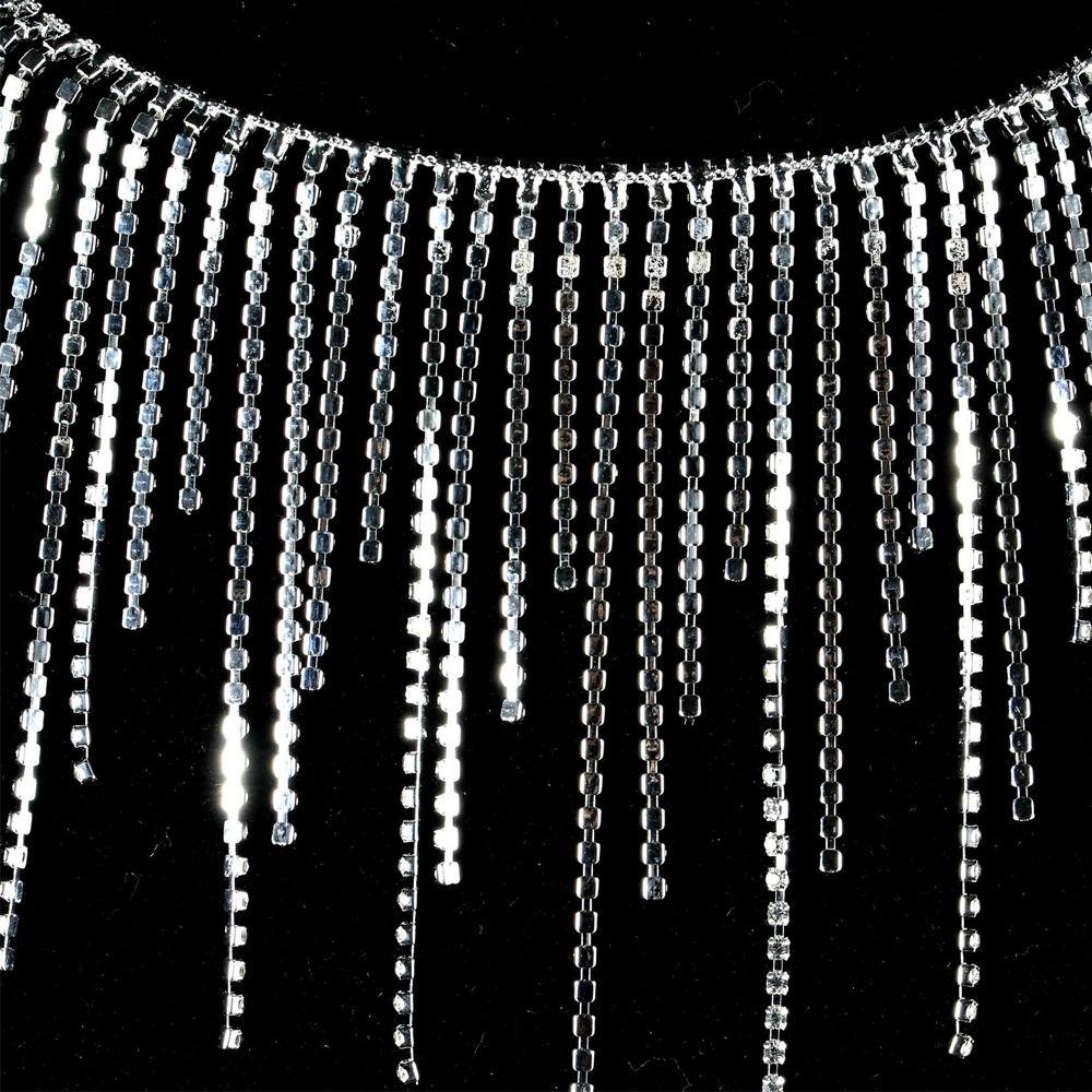 1Yards Length Rhinestone Tassel Chain Silver Claw Chain Crystal Tassel Chain  Clothing Trim