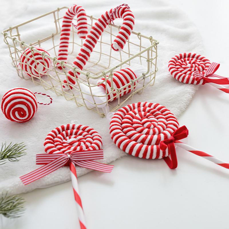 Şeker Noel Süsleri, Kırmızı ve Beyaz Şeker Kamışı Noel Kolye Uçları Lolipop Asılı Süsler Noel Ağacı Parti Dekorasyonu İçin
