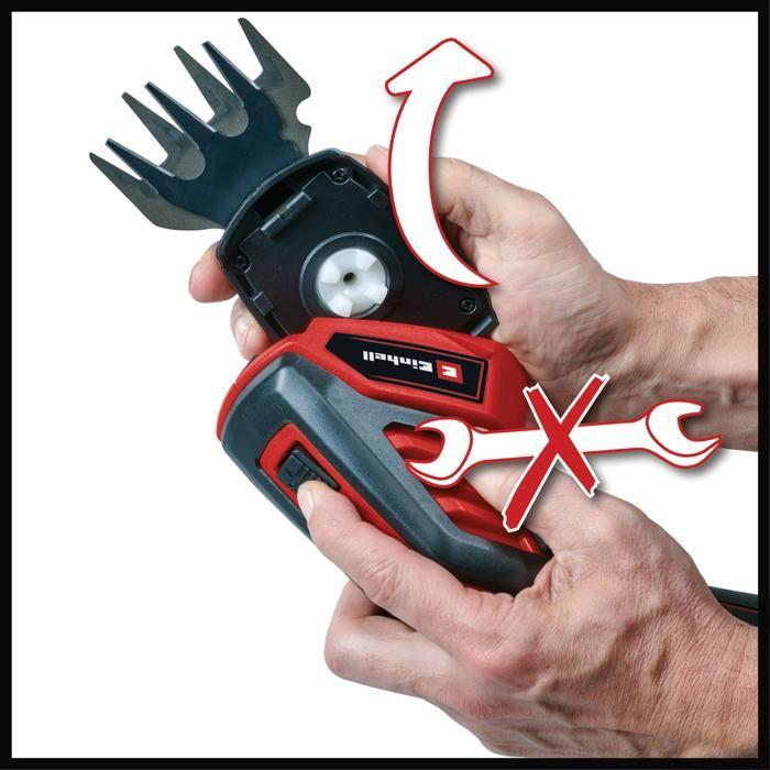 Einhell cisaille à gazon taille-buissons sans fil gc-cg 3,6/70 li (3,6 v, batterie li-ion 2,0 ah, manche télescopique)