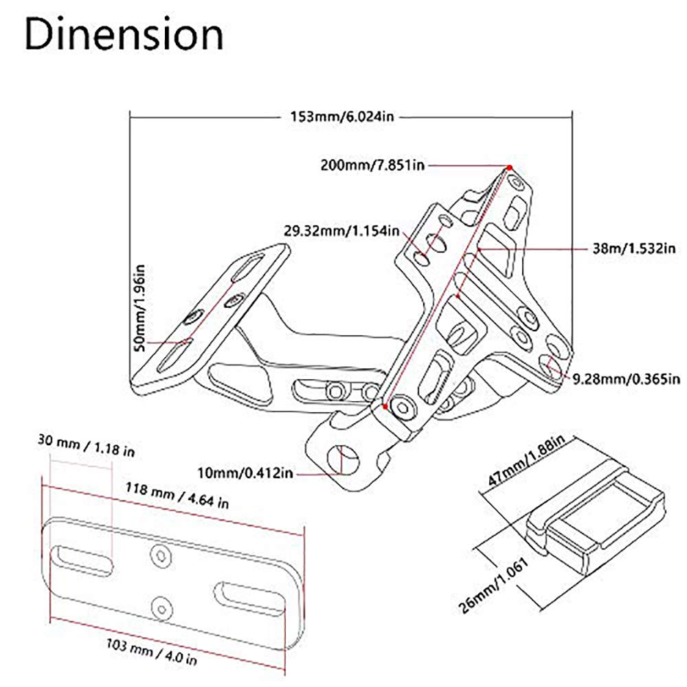 ONGMEIL License License Plate Stay License Plate Holder Machined Aluminum