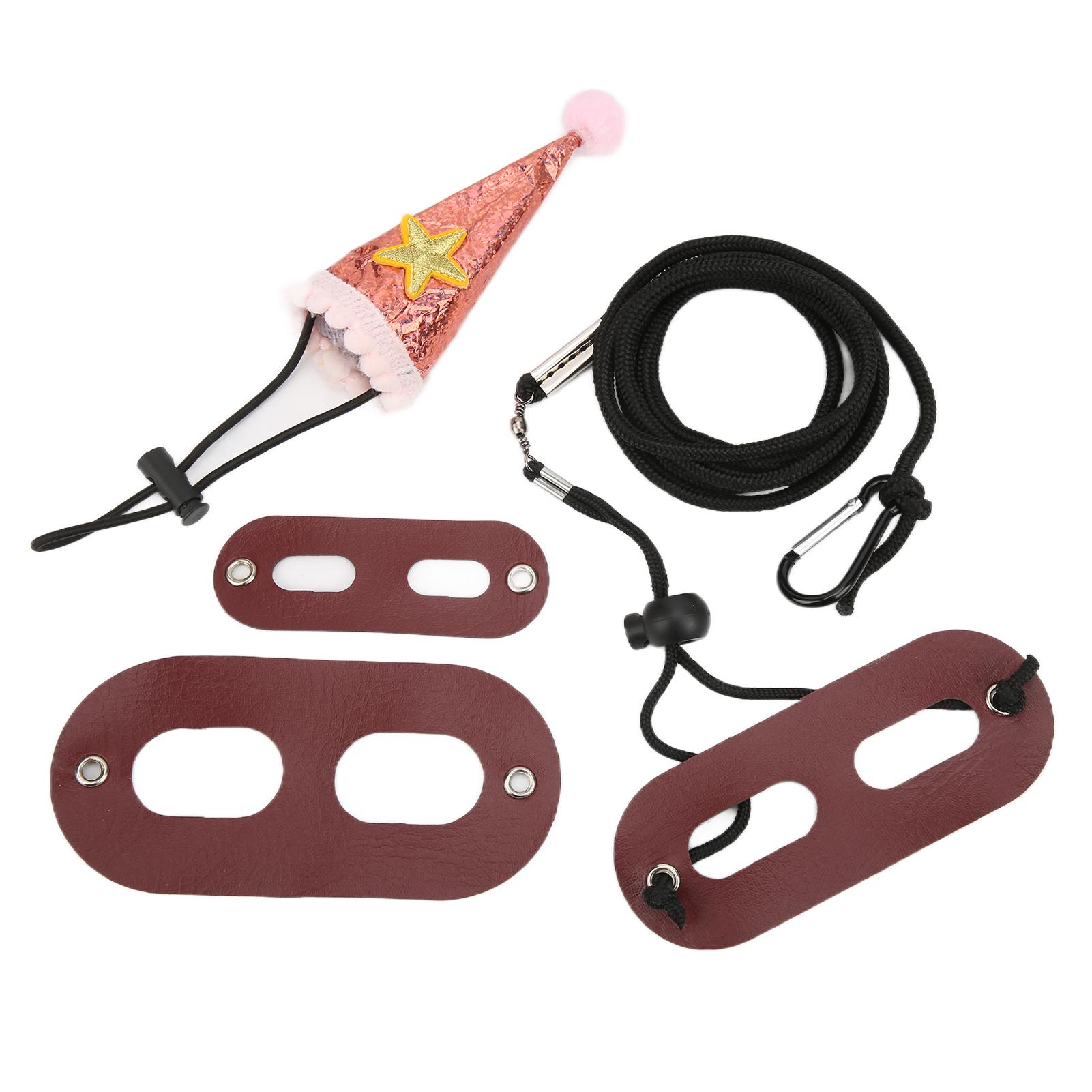 

Leash Harness Set Leather Harness Leash with Birthday Hat for Reptiles