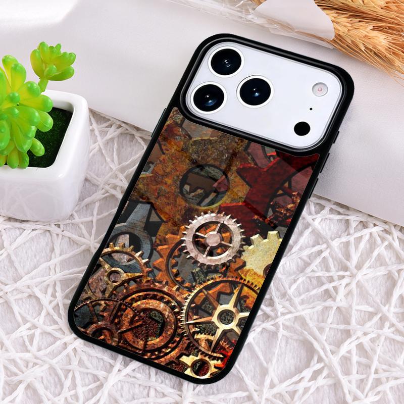 Steampunk Gear Mechanical Shockproof Phone Case for iPhone 17 Air 16e 15 11 12 14 13 Pro Max Cover Coque