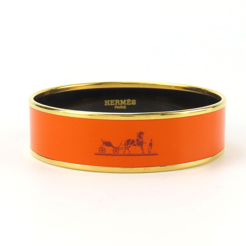 Used HERMES Bangle Emilel GM Metal 32.9g Orange Bracelet
