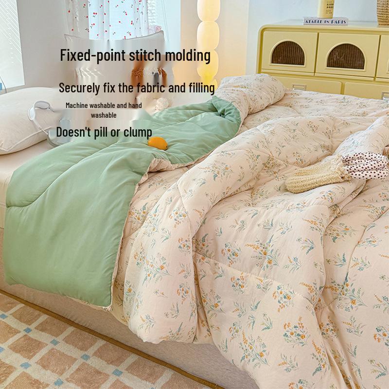 Class A Double-layer Gauze Washed Cotton Quilt - Thickened and Warm for Winter and Spring (3-4 lbs) Single Quilt Core