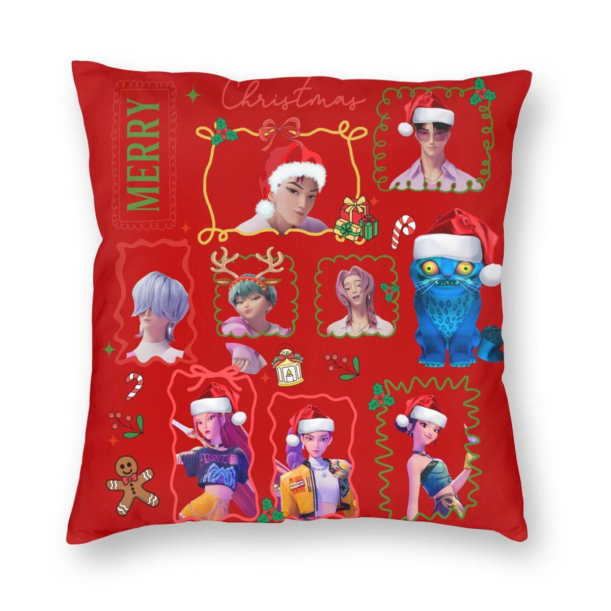 

Christmas KPop Demons Hunters Huntrix Pillowcase Printing Fabric Cushion Cover Gift Throw Pillow Case Cover Seater Zipper 12x12Inch
