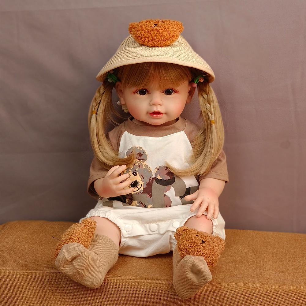 Bambola Reborn da 55 cm Ragazza del bambino Morbido Silicone per tutto il corpo Bella bambola da principessa rinata Giocattolo da bagno Real Touch per regali per bambini