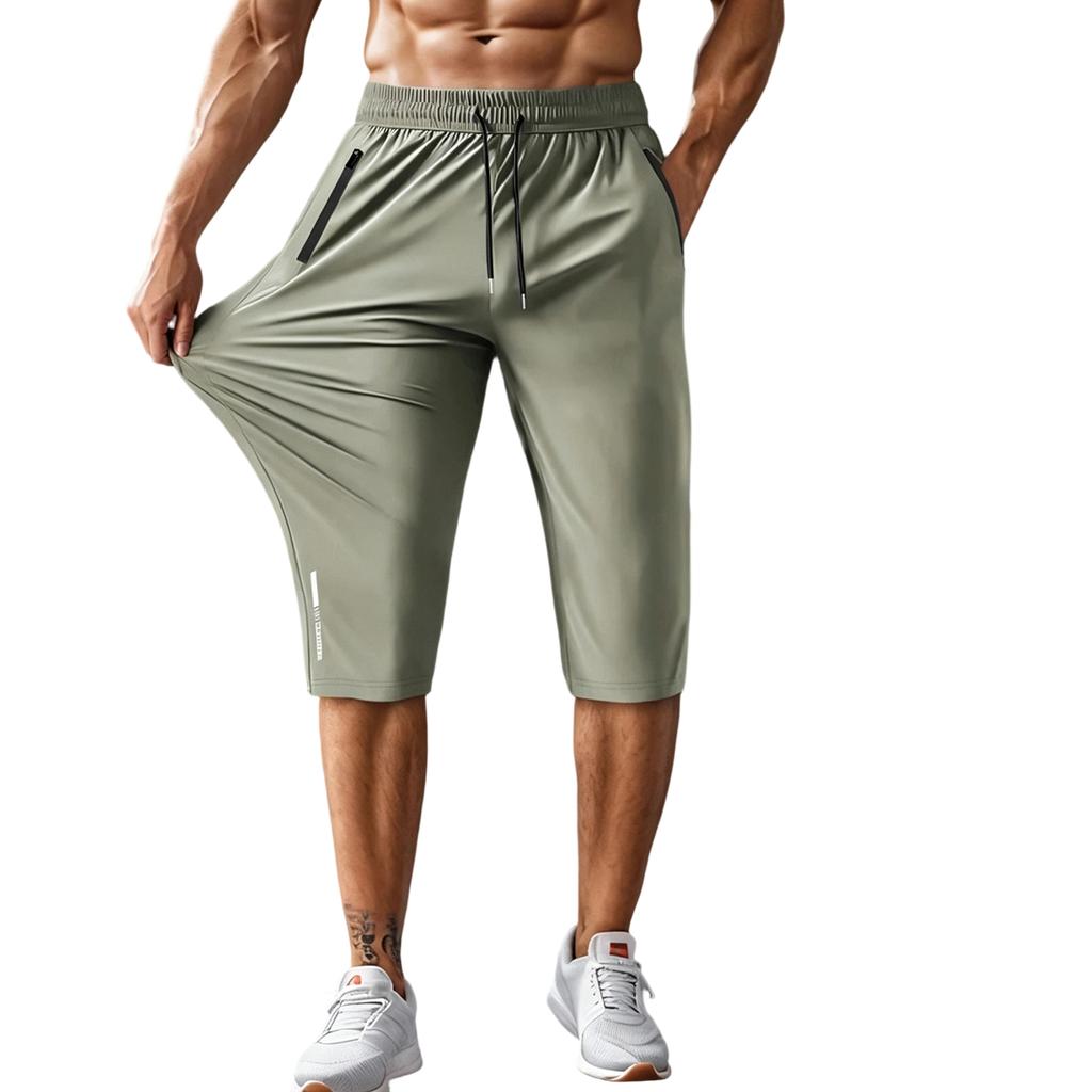 Pantaloni Capri da Uomo Elasticizzati Asciugatura Rapida Leggeri Vita Elastica Casual Sportivi Lunghezza Tre Quarti per Estate Sport all'Aperto Corsa Camminata