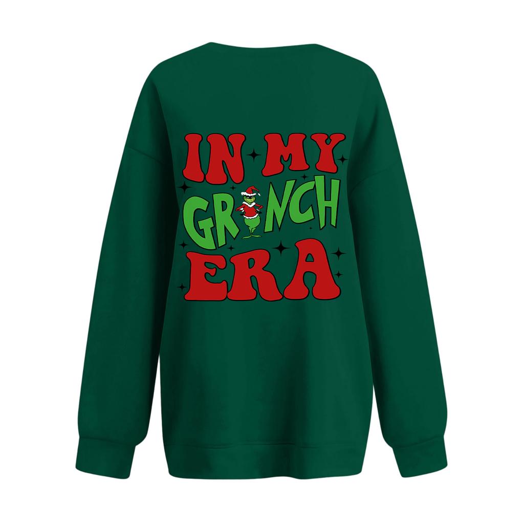 Women's Casual Fashion Long Sleeve Christmas Printed Round Neck Sweatshirt Top