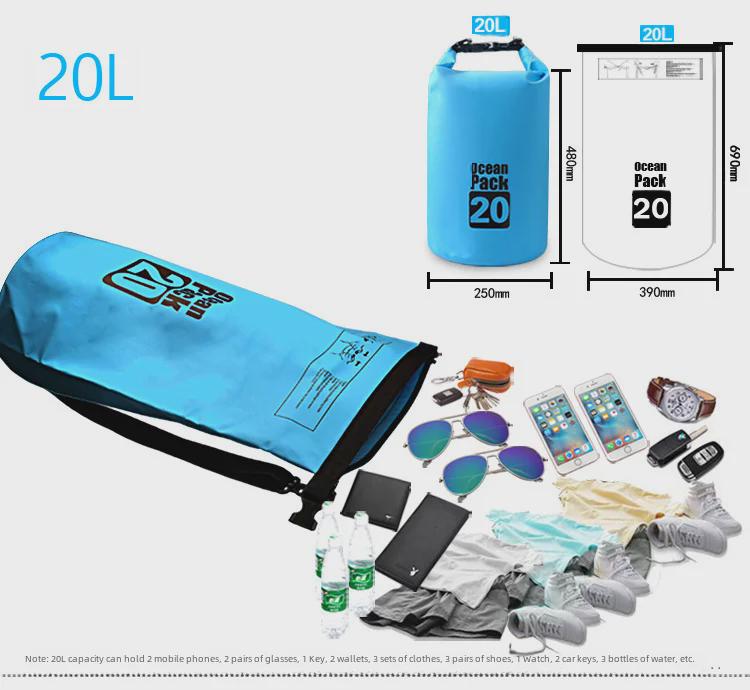 Wasserdichte PVC-Beuteltasche: Outdoor-Strand-, Drift- und Schwimmrucksack