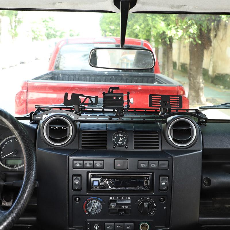 Metal Black Car Dashboard Multi-function Storage Frame Mobile Phone Holder For Land Rover Defender 90 110 2004-2019 Accessories