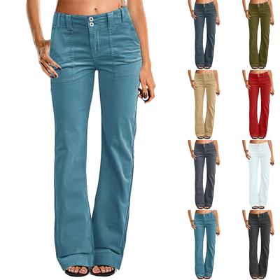 Rochie de damă cu picioare largi Pantaloni evazați pentru femei Pantaloni cu dublu nasturi cu talie mijlocie Pantaloni casual la modă