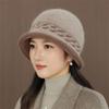 Winter hat women in the elderly knitted hat fashion versatile plush wool hat mother bucket hat new basin hat