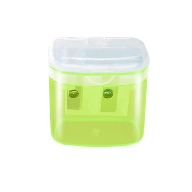 1pc Plastic Pencil Sharpener, Mini Student Stationery, Double Hole Pencil Sharpener, Simple and Practical