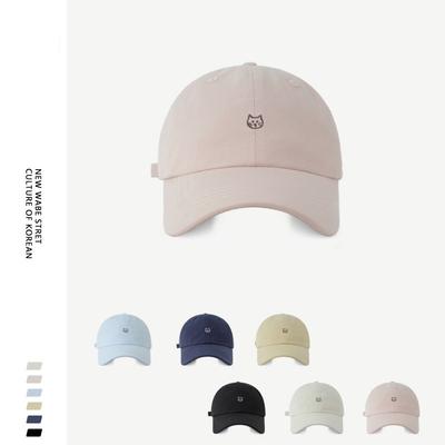 Cute Kitten Embroidered Baseball Cap Women's Thin Wide Brim Showing Face Small Hat Peaked Cap Summer Soft Top Versatile Tide