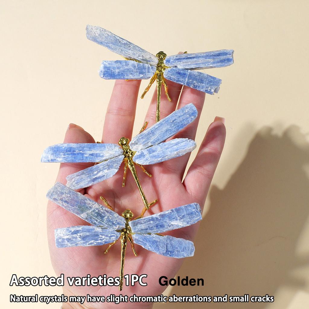 1pc Natural Crystal Kyanite Dragonfly Ornament Raw Stone Animal Home Decoration Holiday Gift Rose Quartz Crystal Stone Gemstones