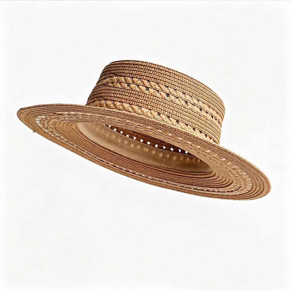 

New Sun Hat Wide Brim Straw Hat for Women Panama Beach Sun Hat French Wedding Summer Vacation Soft Foldable Lightweight UPF50+ 56-58CM