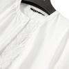 [ELLE] Women's Blouse, 100% Cotton, Lace Placket, Raglan Sleeves, Pleated Sleeves, White, Long Sleeves, Elegant, Stylish, Sizes S, M, L