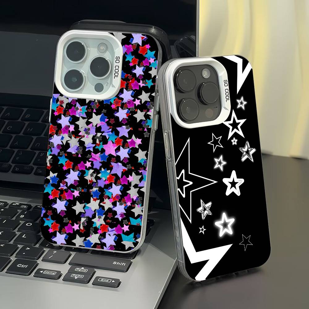 star phone case for iPhone 17 17Air 16 15 14 13 12 11 Pro Max Plus Colorful Silver