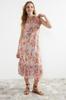 Women's Fashion New Dress Yellow Floral Patterned A-Line Midi Lined Chiffon Woven Dress