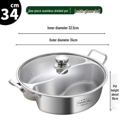 316L Edelstahl geteilter Hot Pot