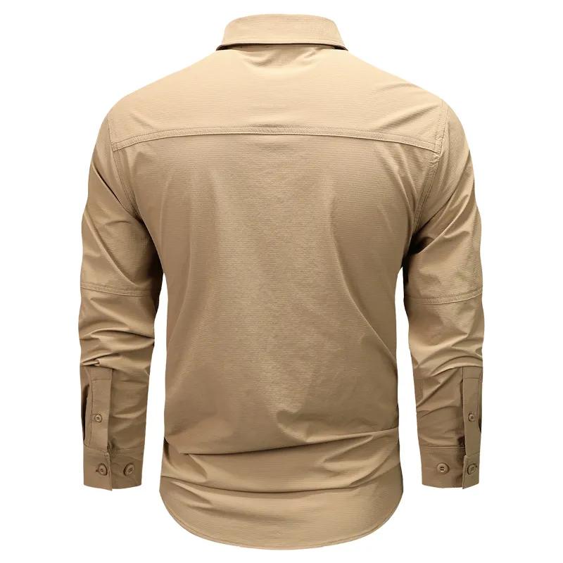 Spring Autumn Men Long Sleeved Shirt Men Tactical Work Shirts Tops Outdoor Multi-pocket Quick Drying Hiking Fishing Cargo Shirts