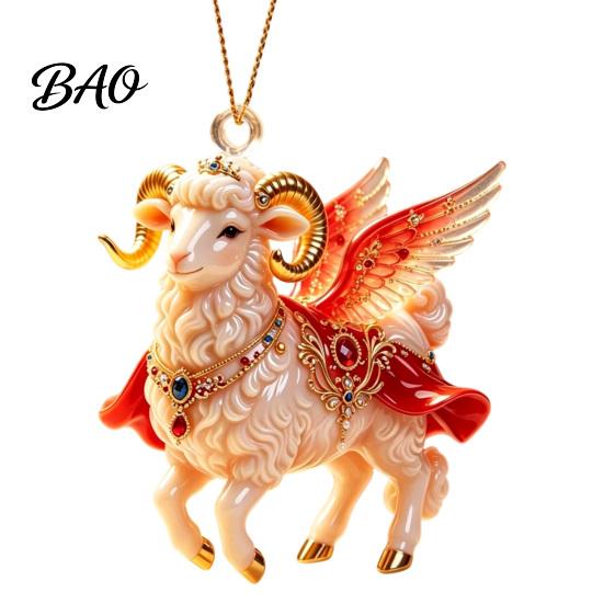 Seasonal Party Favors 2D Flat Christmas Sheep Hanging Ornament with Lanyard, Acrylic Xmas Ornaments Tree Pendant for Home Festive Decor And
