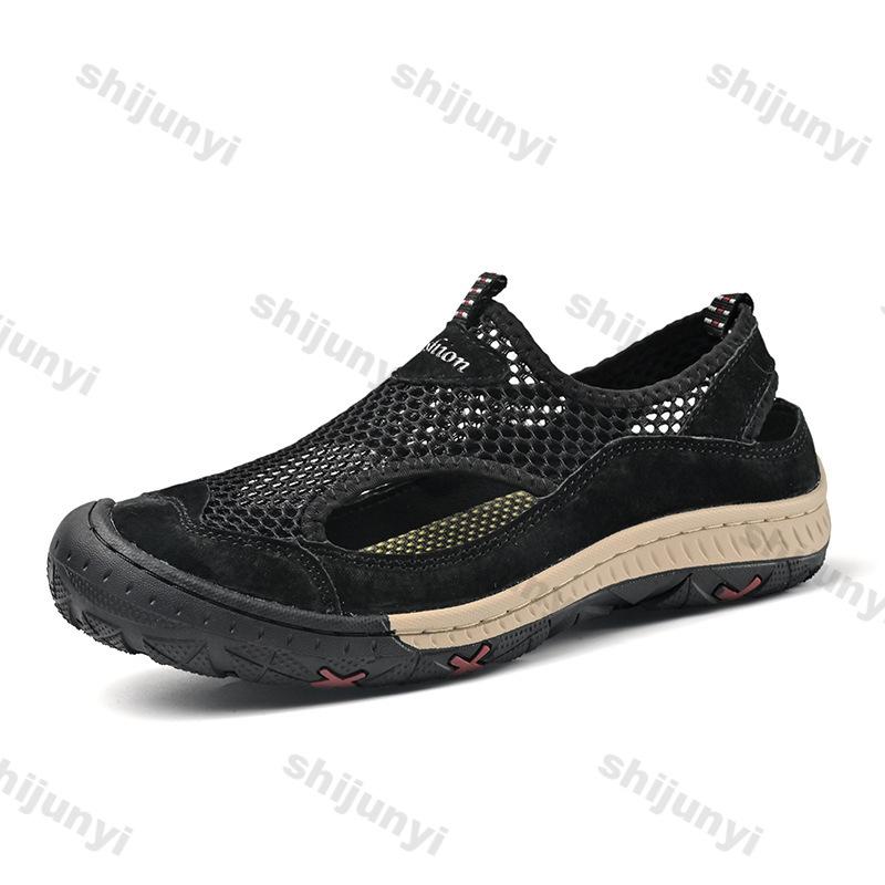 Fashion Large Size Men's Casual Shoes 2025 Summer Mesh Breathable Comfortable Flats Fashion Non Slip Outdoor Soft Sole Vintage Sandals