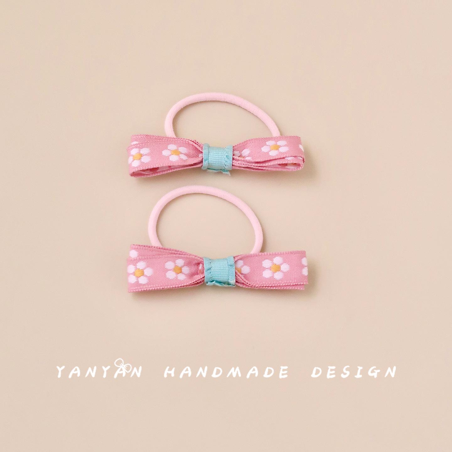 

Girls Floral Embroidered Bow Hair Tie - Sweet Autumn/Winter Style One Set