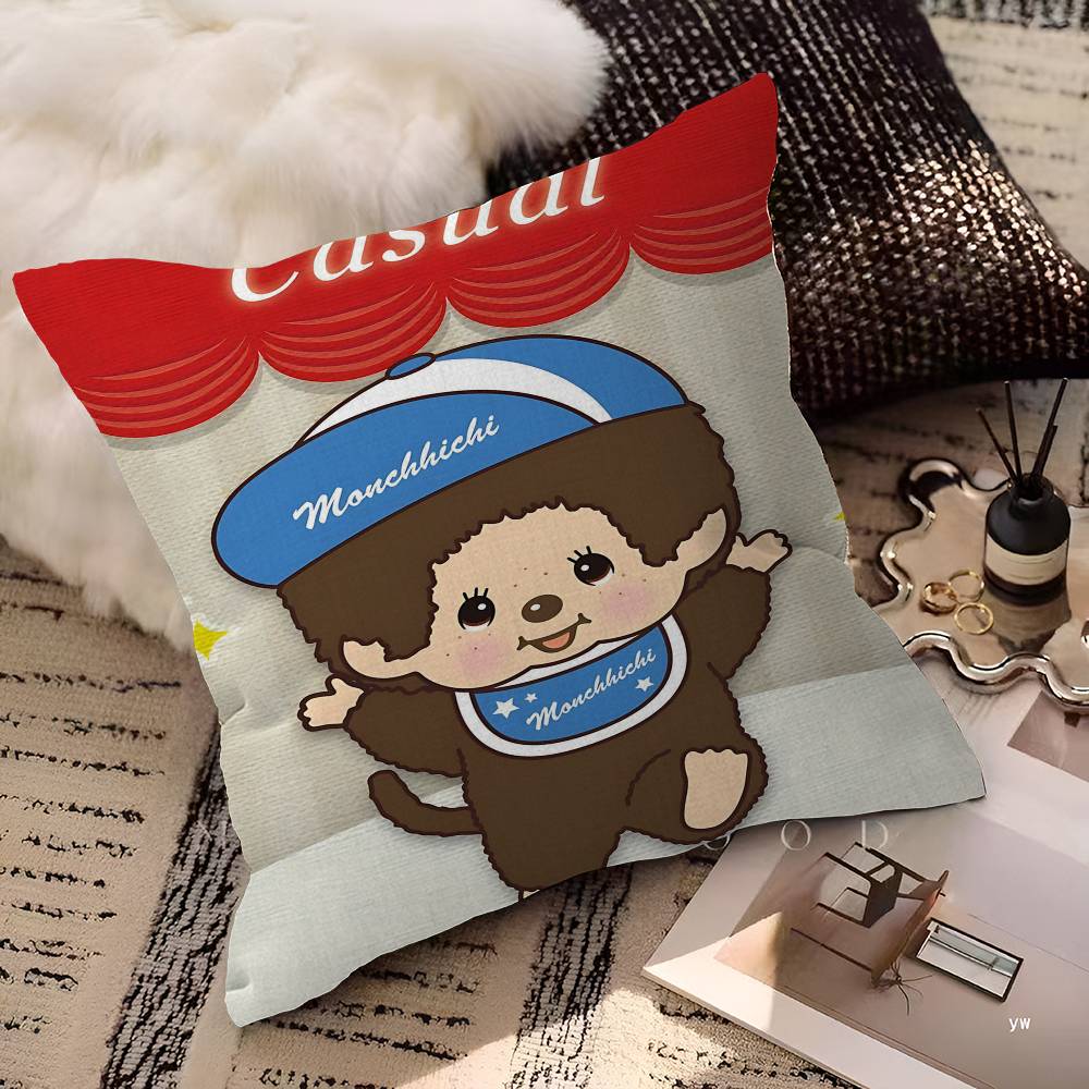 Cute M-monchhichis-s Cushion Cover Pillowcase Upholstery Sofa Throw Pillow Home Decor Pillowcas