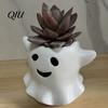 Halloween Themed Plant Container Ghost Flowerpot, Waterproof Resin Vase, Spooky Cute Indoor Outdoor Pot Desktop Ornament, for Green Plants Holiday