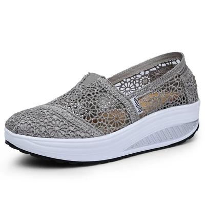 Chaussures pour femmes Sandales de sport respirantes en maille Été Plateforme compensée Baskets à lacets Tissage féminin Chaussures décontractées Sandalias 2024