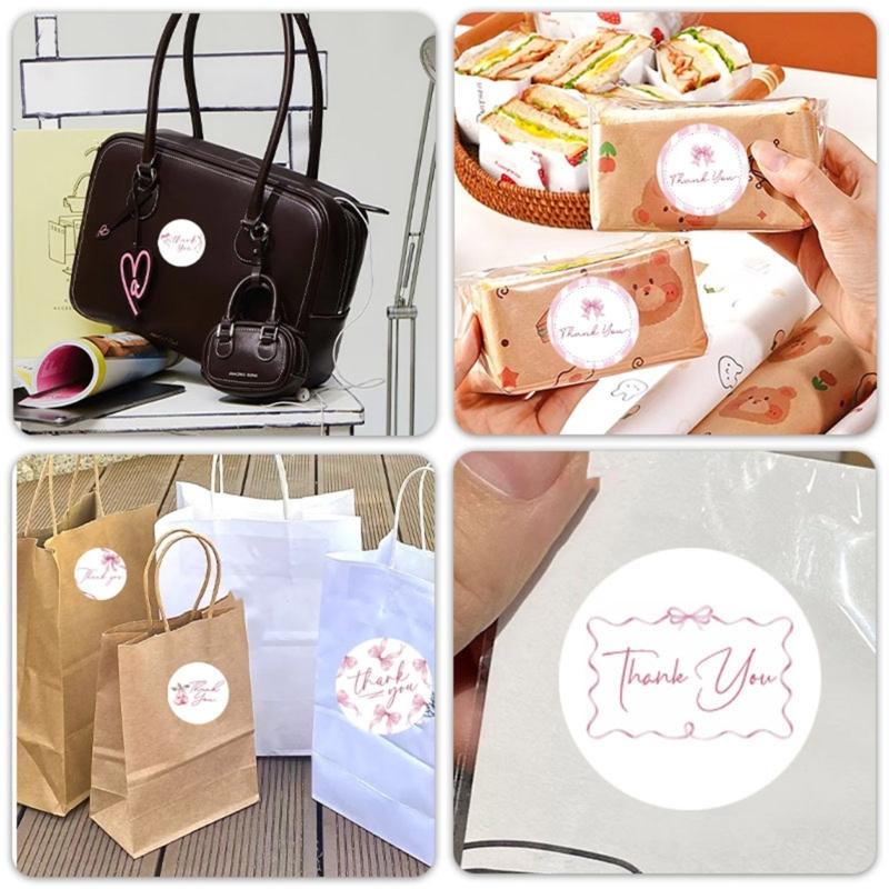 Lovely Bows Sticker Thank You Labels Sealing Sticker Decorative Sticker Round Sticker Thank You Sticker for Party