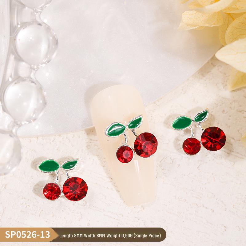3D Cherry & Fruit Alloy Nail Art Rhinestones - Red, Pink, White Decorations