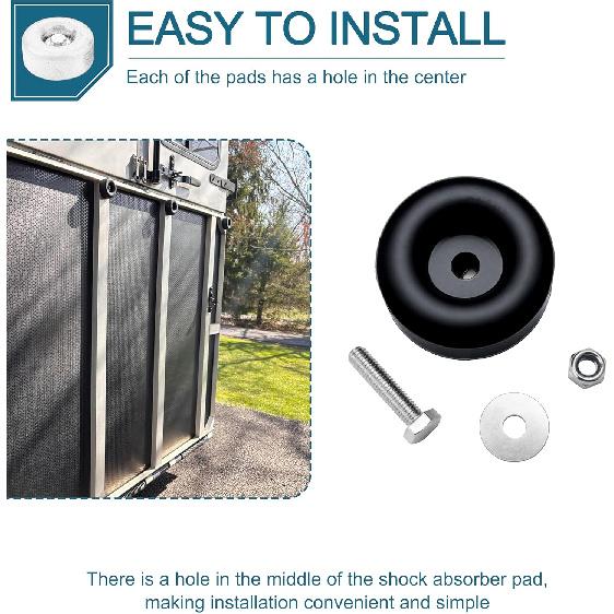 Round Rubber Trailer Bumpers, 2.5 Inches, Door Ramp Stop With Hardware,Set For Generators, Pressure Washers, Air Compressors, Pumps 4 Pack(Including