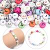 100pcs 7mm Arabic Letters Acrylic Beads Flat Round Alphabet Loose Beads For Jewelry Making DIY Bracelets Necklace Accessories