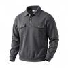 Sudadera con cuello polo de manga larga holgada retro casual para hombre