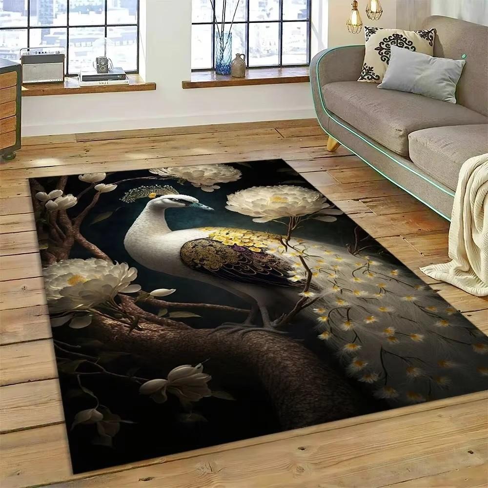 Cute Dream Bird Parrot Peacock Carpet Living Room Bathroom Decor Rug Mechanical Washable Mat Non-slip Floor Mat Entrance Doormat