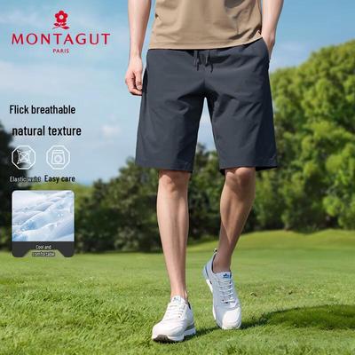 MONTAGUT Men's Summer Cool Breathable Straight-Leg Elastic Waist Shorts