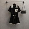 Women's Summer Embroidered Casual Shorts and Top Two-Piece Set - Korean Style, Plus Size, Sporty, Age-Reducing Fashion.