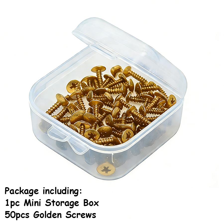 50pcs Electric Guitar Bass Pickguard Screws & 1pc 3.5cm Mini Storage Box Universal Guitar Screws Musical Instrument Accessories