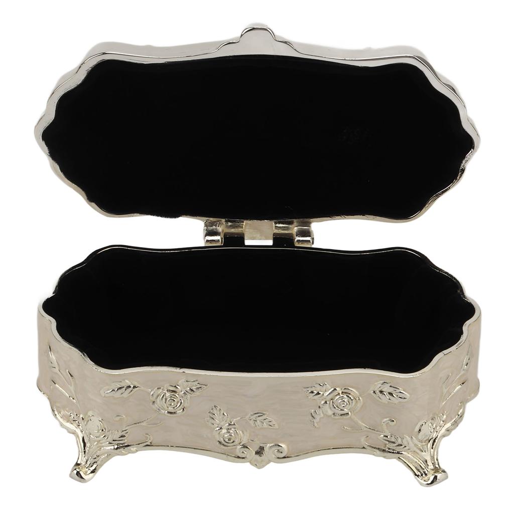 Vintage Schmuckschatulle Klein Weiß Vintage Zinklegierung Emaille Schmuckorganizer Metall Schmuckkästchen