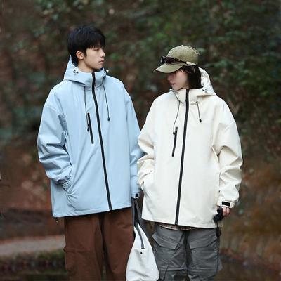 2024 Unisex Windproof Outdoor Shell Jacket with Removable Hood for Spring/Autumn