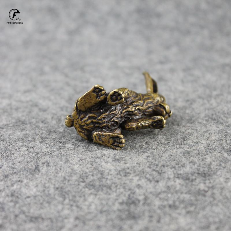 brand new Antique Copper Zodiac Cute Rabbit Statue Ornaments Vintage Solid Brass Animal Mini Figurine Tea Pet Desk Decoration