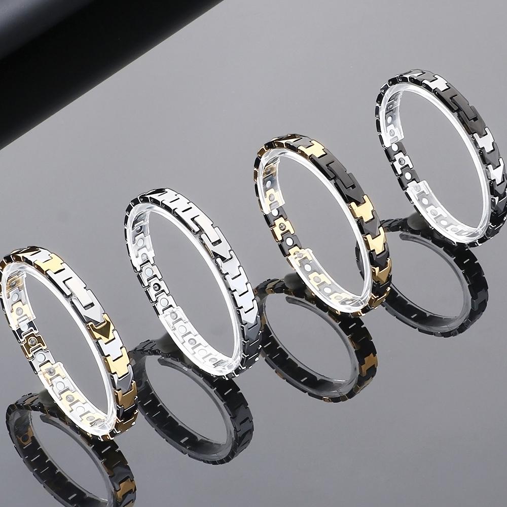 Men's Health Bracelet Strong Magnetic & Germanium Stone Bullets Style Tungsten Steel Link Chain Bracelets for Men Jewellery Woman